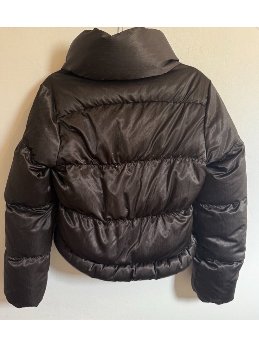 AllSaints Roche Puffer Jacket Dark Brown Satin Size 6 - Picture 3 of 6
